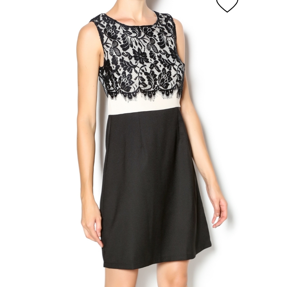 NWT Uttam Boutique (UK brand) Cocktail dress, size M (US 6), black and cream